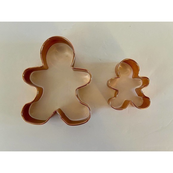 Vintage 6"/3” Gingerbread Boy Man Copper Plated Cookie Cutter Baking - Picture 3 of 6
